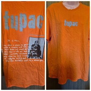 Tupac Shakur 2Pac If I Fail Poem Portrait Graphic T-Shirt Orange L Tee  Flawed